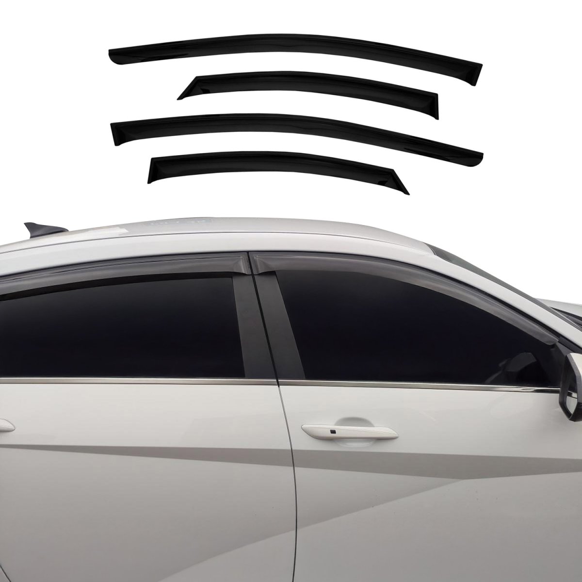 Hyundai Elantra Wind Deflector - Omac - Acrylic 4 Pcs - Black - 2021-2025